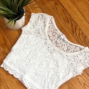 White lace crop top